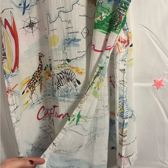 Gap Love Dreamwell Print Crinkle Popover Linen Blend Oversized Shirt Dress  M - Picture 5 of 16